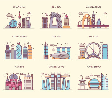 圖標(biāo)中國主要城市平風(fēng)格圖片