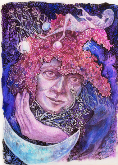 神秘明亮的綠水仙子美麗多彩的幻想繪畫抽象的背景圖案