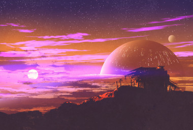 老房子的星球背景图片