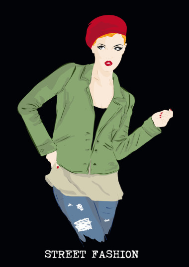 素描风格的时尚女孩.照片