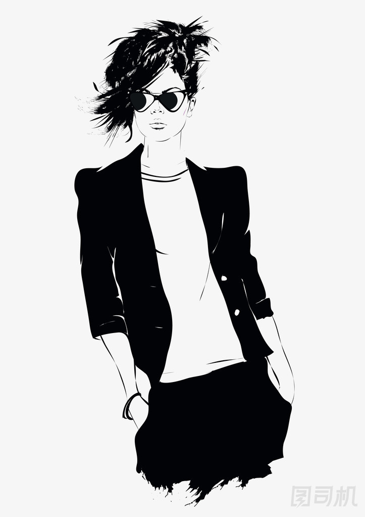 素描風(fēng)格的時尚女孩