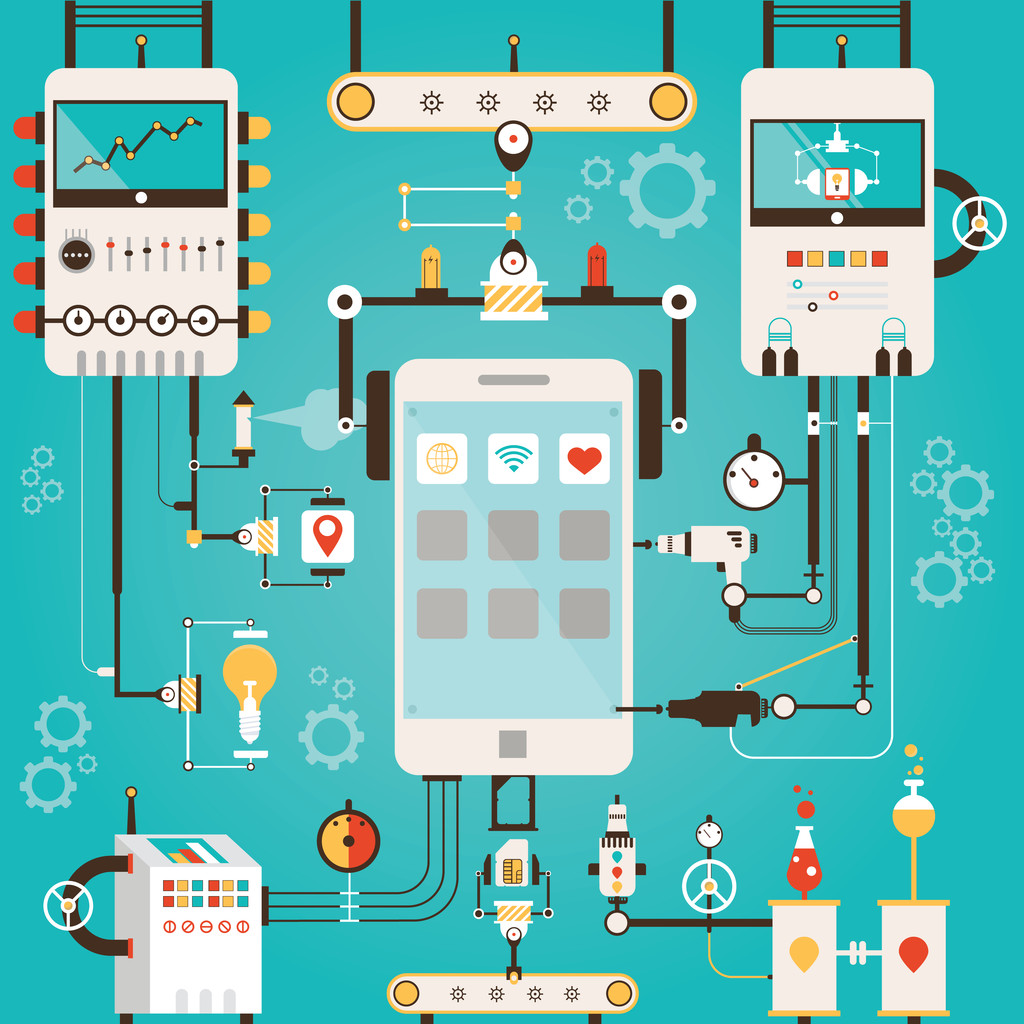 Tablet pc 制造现代向量插图