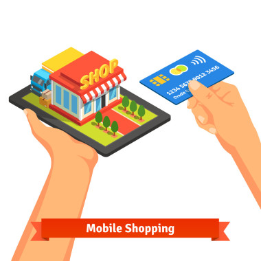 移動超市互聯網商務的概念圖片