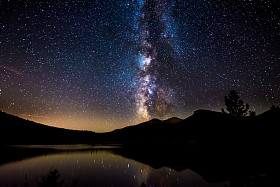 在莉莉湖科罗拉多景观银河系反射