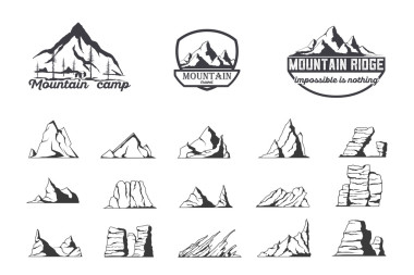 山 logo 標(biāo)志設(shè)置類型設(shè)計(jì)。股票矢量