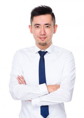 穿白衬衣的年轻亚洲商人照片