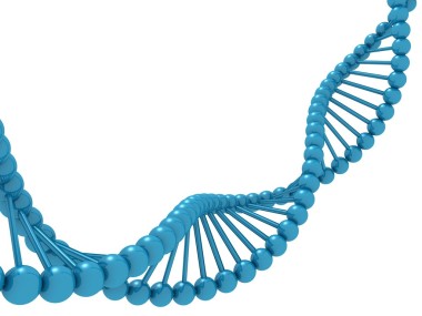 藍(lán)白色背景上的模型分子 dna 螺旋結(jié)構(gòu)