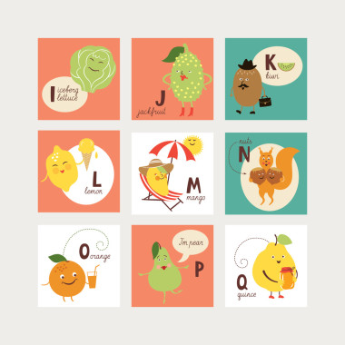 带有水果和蔬菜的英文字母图片