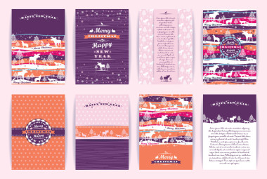 圣誕節(jié)和新年套。矢量設(shè)計(jì)模板