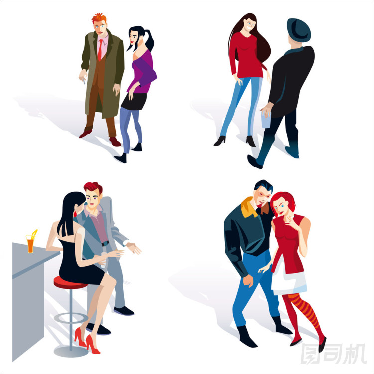 男孩和女孩的年輕夫婦白色背景