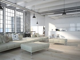 与厨房.3d 呈现现代阁