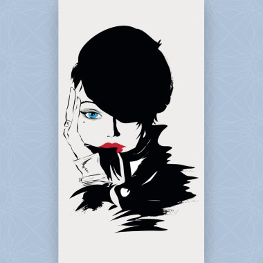 素描风格的时尚女孩.图片