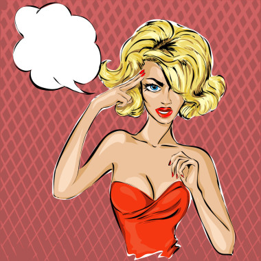 這篇演說泡沫的女孩的波普藝術(shù)插圖