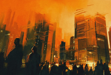 在城市公園里，晚上，圖中的人