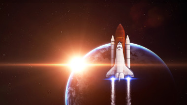 離開地球的航天飛機(jī)-這張圖片的元素由美國宇航局裝備