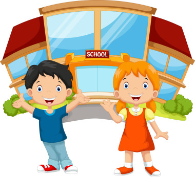 学校儿童学校建筑的前面