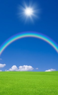綠草和彩虹圖片