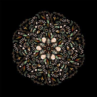 明亮的背景畫與油畫顏料五彩繽紛的馬賽克花卉圖案裝飾油漆模式花,畫