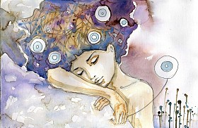 睡的女孩图片