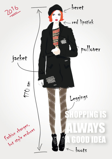 素描风格的时尚女孩.图片