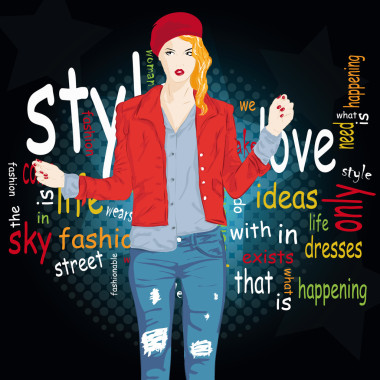 素描風格的時尚女孩