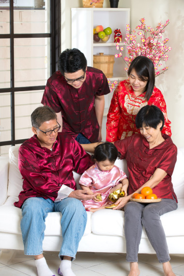 亞洲家庭慶祝新的一年
