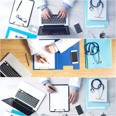 醫(yī)生坐在辦公室桌前