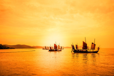 在太湖之濱無(wú)錫，中國(guó)，中國(guó)釣魚(yú)船