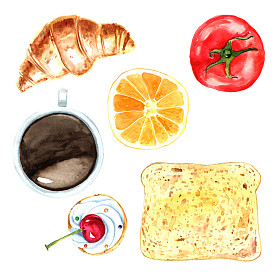 水彩的食物图.图片