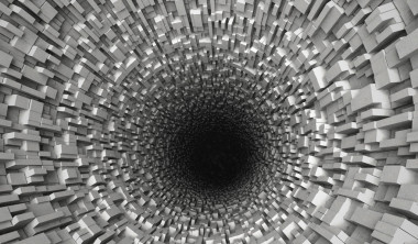 未来派的隧道。背景与科幻管和混沌的多维数据集