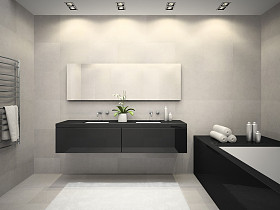 室内的浴室配有上限窗口 3d 渲染 2