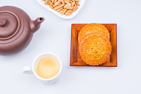 月饼和茶，中国中期秋天节日食