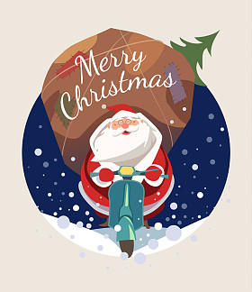 圣诞老人骑滑板车