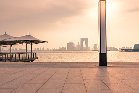 在中国的苏州金鸡湖的场景.图片