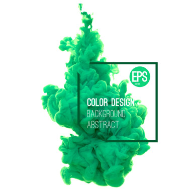 在水中旋转的绿色墨水云