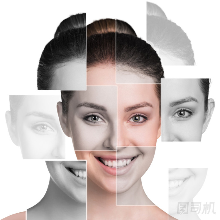 完美的女性面孔，由不同的面孔