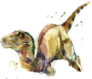 恐龍繪畫水彩。古代恐龍已經(jīng)滅絕的動物插圖?？铸埐堇L背景