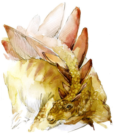 恐龍繪畫水彩。古代恐龍已經(jīng)滅絕的動物插圖。恐龍草繪背景