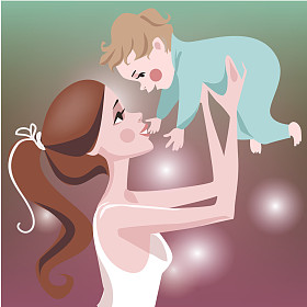 美丽的母亲与她的孩子