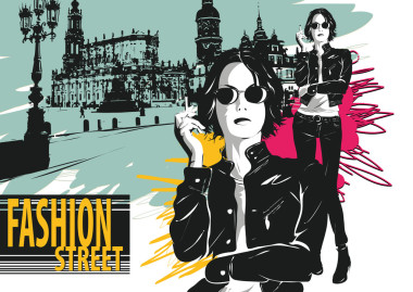 素描風格的時尚女孩