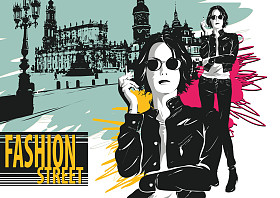 素描风格的时尚女孩