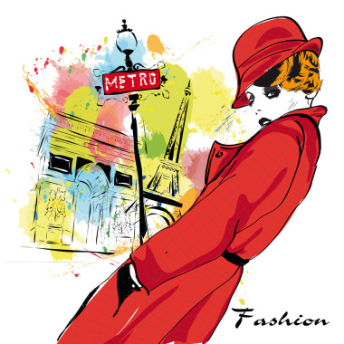 素描风格的时尚女孩