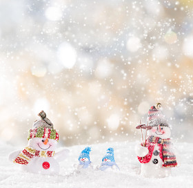 圣诞背景与雪人