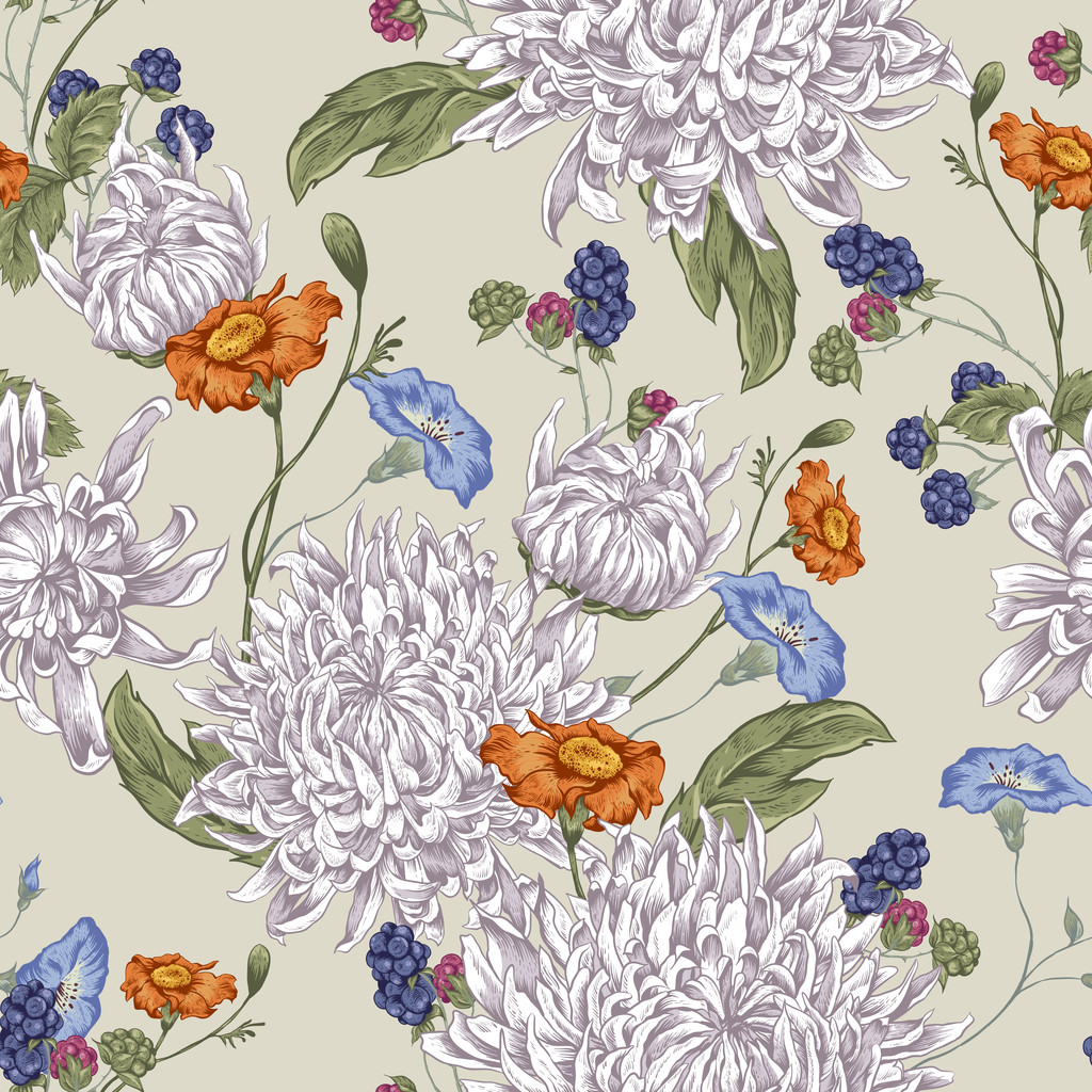 无缝背景的菊花 无缝背景的菊花