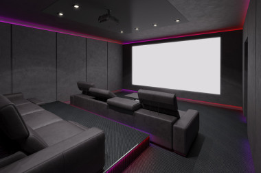 家庭影院的內部。3d 圖.照片