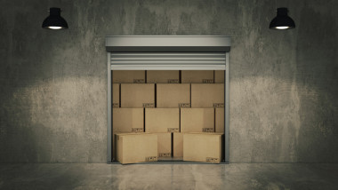 卷簾門或卷簾門隨著紙板盒 3d