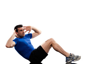 男子的腹部健身锻炼锻炼推高姿势