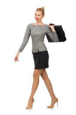 公文包上白色孤立的女人