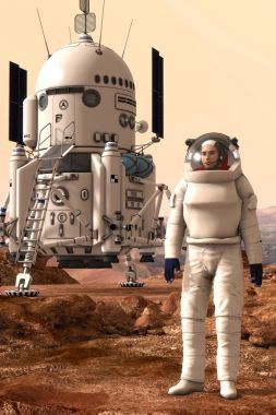 火星着陆器和宇航员图片