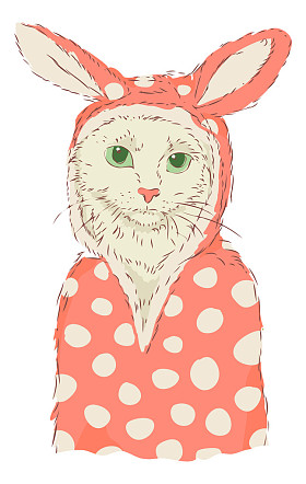 可爱的猫胆子小女孩时髦的肖像